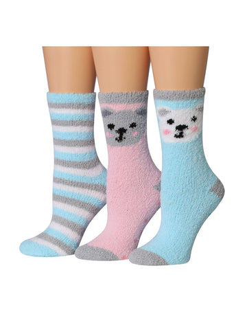 Women's 3 Pairs Cozy Microfiber Soft Anti-Skid Cotton Candy Panda