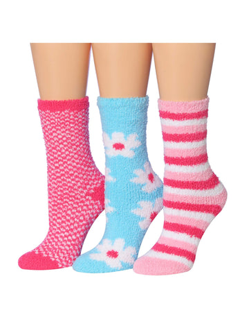 Women's 3 Pairs Cozy Microfiber Soft Anti-Skid Cotton Candy Delight