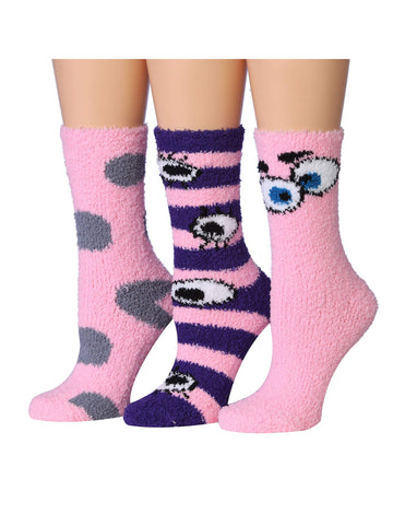 Women's 3 Pairs Cozy Microfiber Soft Anti-Skid Polka Paradise Colorful