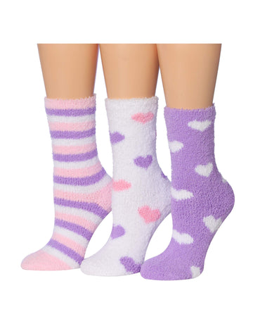 Women's 3 Pairs Cozy Microfiber Soft Anti-Skid Serene Orchid Colorful