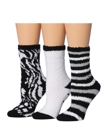 Women's 3 Pairs Cozy Microfiber Soft Anti-Skid Zebra Glam Colorful