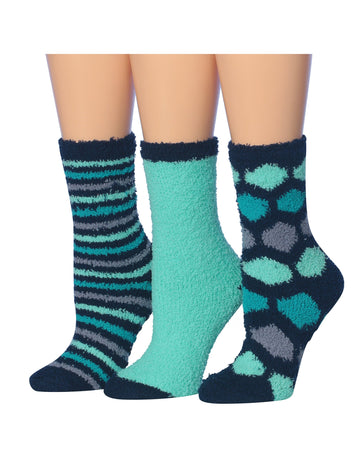 Women's 3 Pairs Cozy Microfiber Soft Anti-Skid Glacial Sapphire