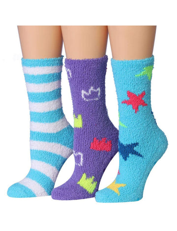 Women's 3 Pairs Cozy Microfiber Soft Anti-Skid Royal Stardust Colorful