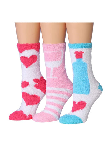 Women's 3 Pairs Cozy Microfiber Soft Anti-Skid Wine Wonderland
