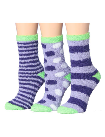 Women's 3 Pairs Cozy Microfiber Soft Anti-Skid Emerald Haze Colorful