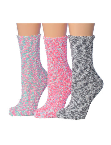 Women's 3 Pairs Cozy Microfiber Soft Anti-Skid Icy Rose Colorful