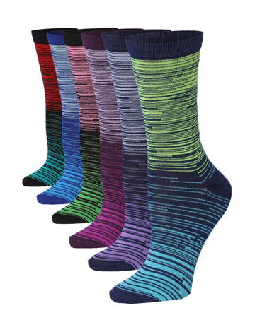 Women's 6-Pairs Colorful Chromatic Gradient Ombre Funky Space Dye