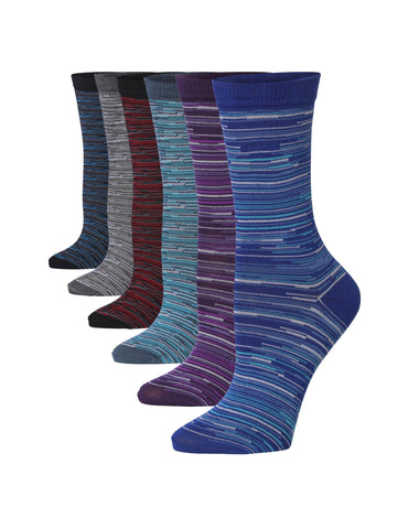 Women's 6-Pairs Colorful Night Sky Violet Elegance Funky Space Dye