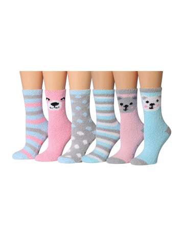 Women's 6 Pairs Cozy Microfiber Soft Anti-Skid Dotted Delight Colorful