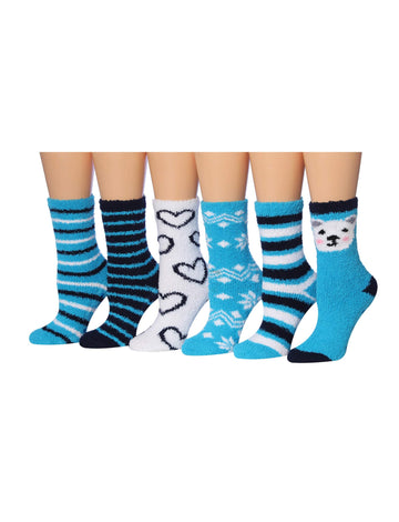 Women's 6 Pairs Cozy Microfiber Soft Anti-Skid Arctic Frost Colorful
