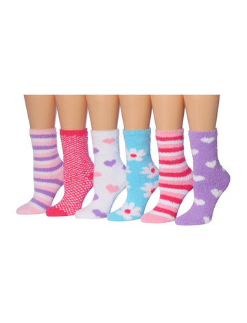 Women's 6 Pairs Cozy Microfiber Soft Anti-Skid Meadow Sunset Colorful