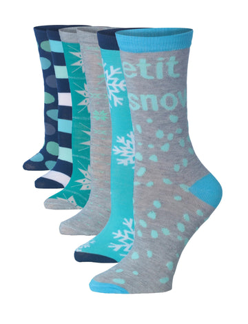 Women's 6-Pairs Frozen Whimsy Colorful Funky Dots Stripes Wintry