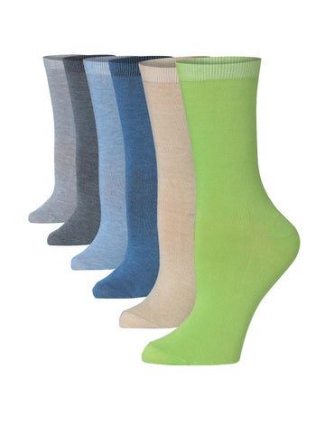 Women's 6-Pairs Colorful Natures Hues Funky Patterned Crew Dress Socks