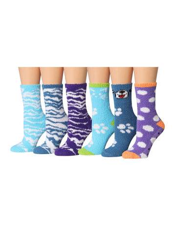 Women's 6 Pairs Cozy Microfiber Soft Anti-Skid Peacock Paradise