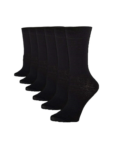 Women's 6-Pairs Sleek Elegant Solid Plain Black Monochrome Crew Dress