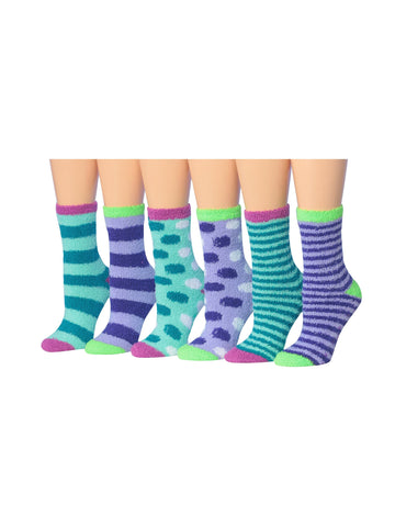 Women's 6 Pairs Cozy Microfiber Soft Anti-Skid Rainbow Dreams Colorful