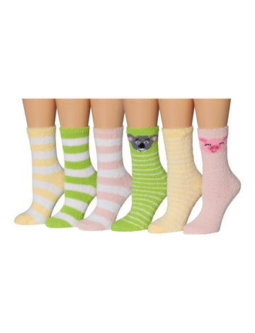 Women's 6 Pairs Cozy Microfiber Soft Anti-Skid Colorful Patterned