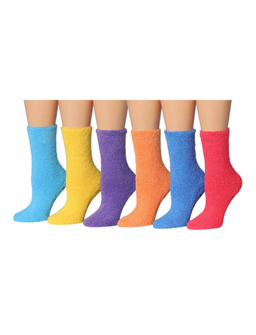 Women's 6 Pairs Cozy Microfiber Soft Anti-Skid Rainbow Bliss Colorful