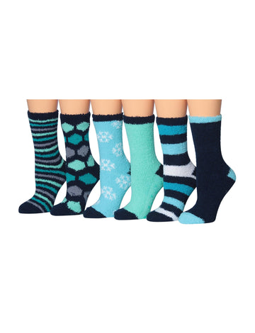 Women's 6 Pairs Cozy Microfiber Soft Anti-Skid Icy Geometry Colorful