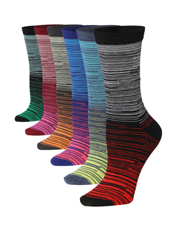 Women's 6-Pairs Colorful Vivid Ombre Transition Funky Space Dye