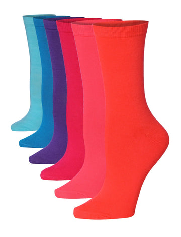 Women's 6-Pairs Colorful Vibrant Rainbow Sunshine Burst Solid Plain