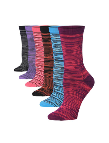 Women's 6-Pairs Colorful Cosmic Fusion Funky Space Dye Patterned Crew