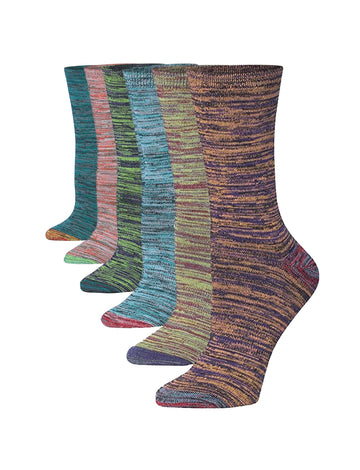 Women's 6-Pairs Colorful Funky Cosmic Fusion Earthy Tones Space Dye