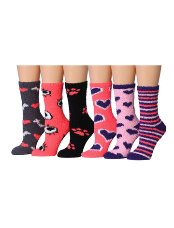 Women's 6 Pairs Cozy Microfiber Soft Anti-Skid Heartfelt Hues Colorful