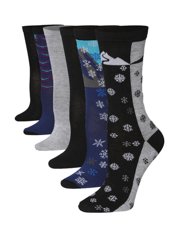 Women's 6-Pairs Colorful Funky Mountain Serenity Arctic Dreams
