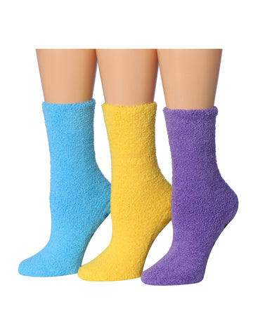Women's 3 Pairs Cozy Microfiber Soft Anti-Skid Pastel Harmony Colorful