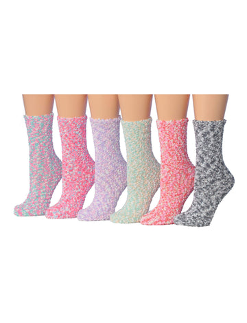 Women's 6 Pairs Cozy Microfiber Soft Anti-Skid Pastel Paradise