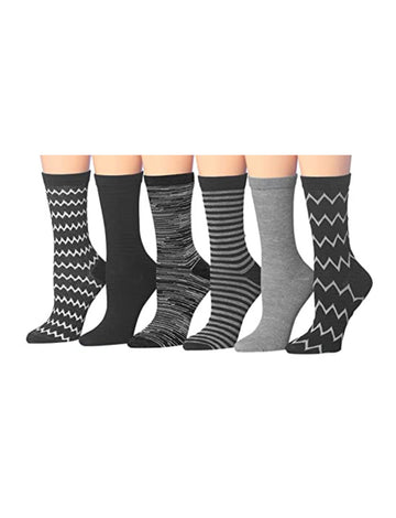 Women's 6-Pairs Colorful Funky Patterned Crew Dress Socks