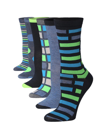 Women's 6-Pairs Colorful Chromatic Funky Dots Shapes Stripes Patterned