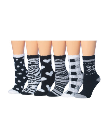 Women's 6 Pairs Cozy Microfiber Soft Anti-Skid Monochrome Elegance