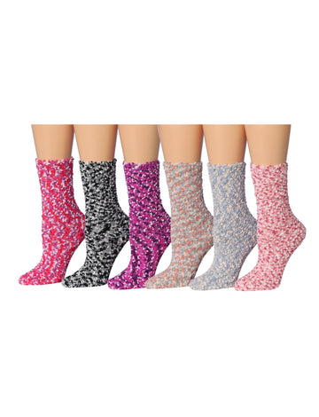 Tipi Toe Women's 6 Pairs Cozy Microfiber Soft Anti-Skid Maroon Melody
