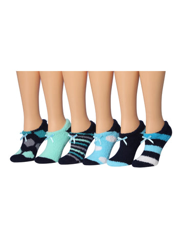 Tipi Toe Women's 6 Pairs Cozy Microfiber Soft Anti-Skid Geometric