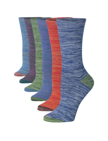 Women's 6-Pairs Colorful Chromatic Weaves Funky Space Dye Patterned