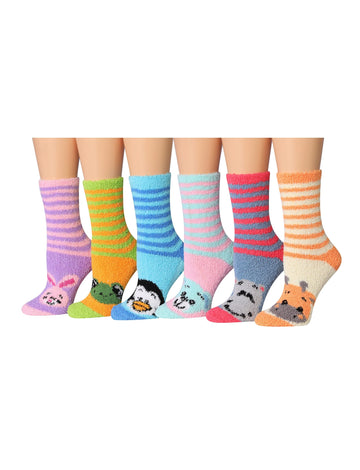 Women's 6 Pairs Cozy Microfiber Soft Anti-Skid Vibrant Jungle Colorful