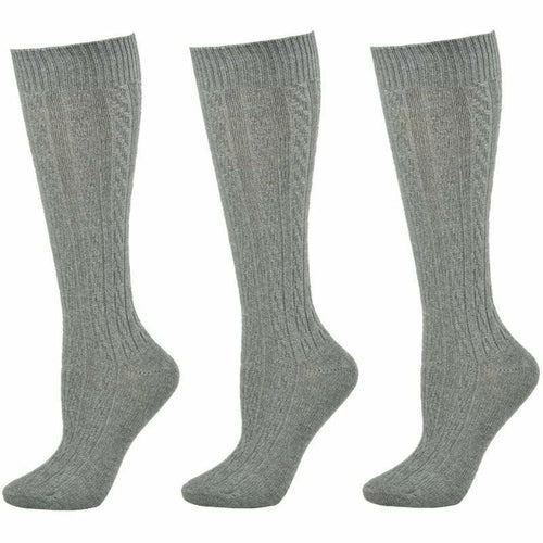 Women's Knee High Socks in Classic Cotton Cable Knit, School Uniform