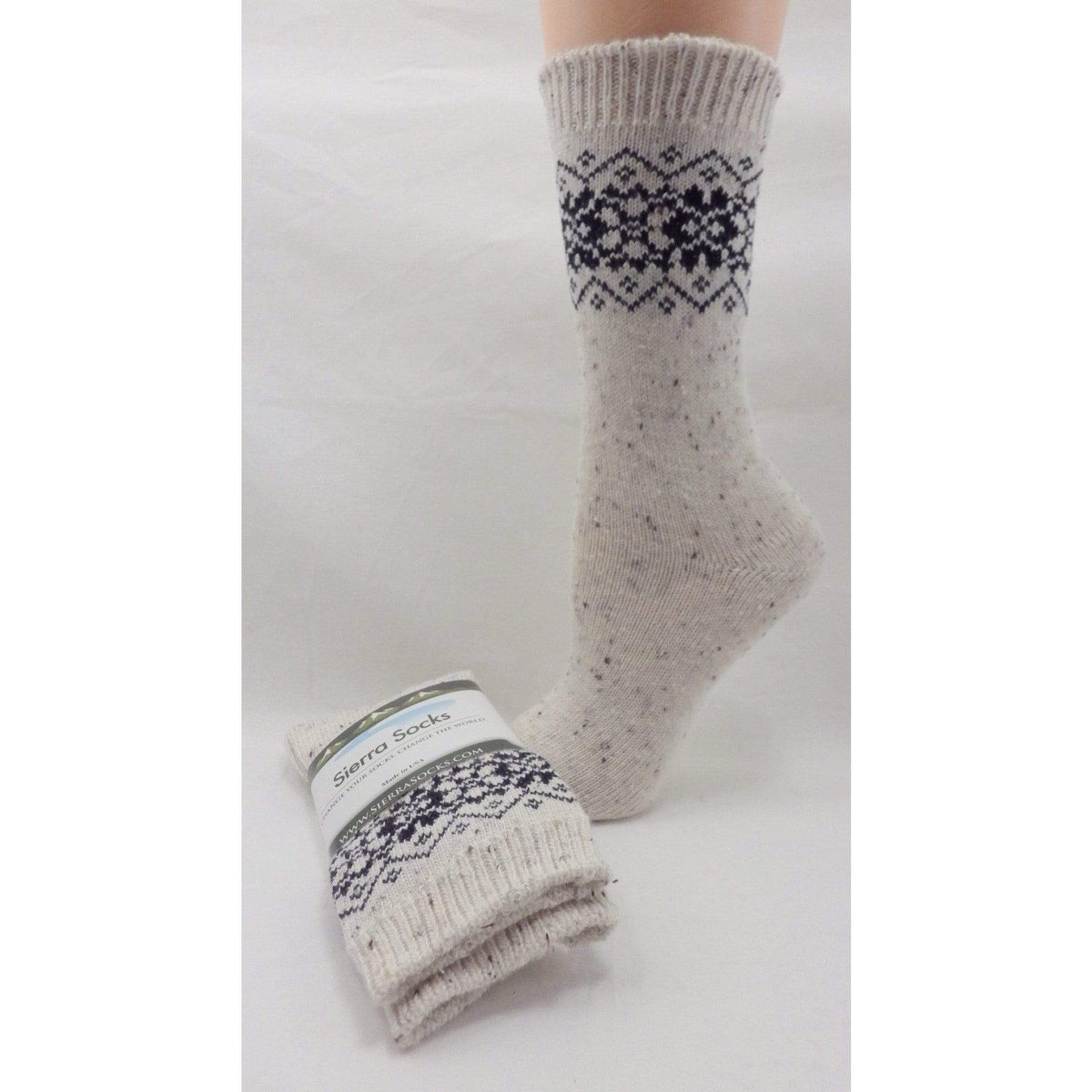 Weave Design Twisted Cotton Crew Socks