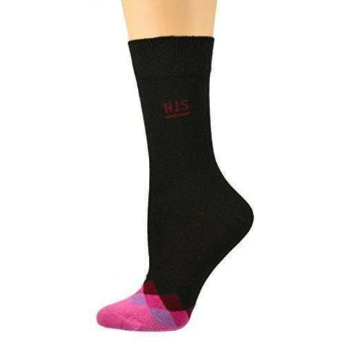 Women's Cotton Crew Socks for Dress or Casual with Contrast Toe