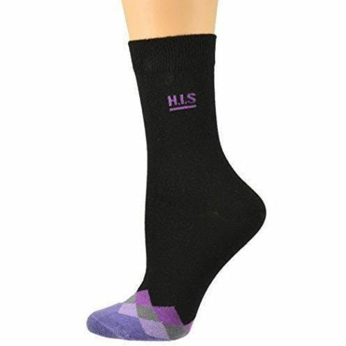 Women's Cotton Crew Socks for Dress or Casual with Contrast Toe