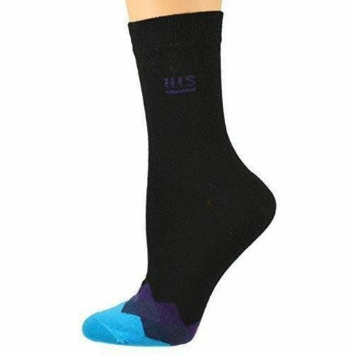 Women's Cotton Crew Socks for Dress or Casual with Contrast Toe