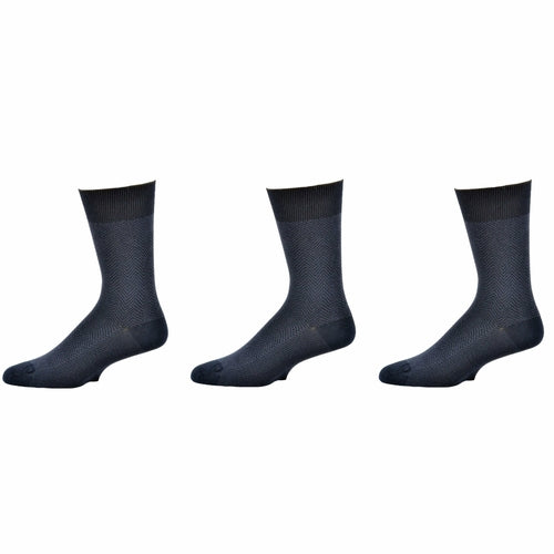 Men's Socks Dark Herringbone Design Crew 3 Pair Packs