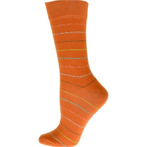 Women's Cotton Blend Vibrant Colorful Striped Crew Socks