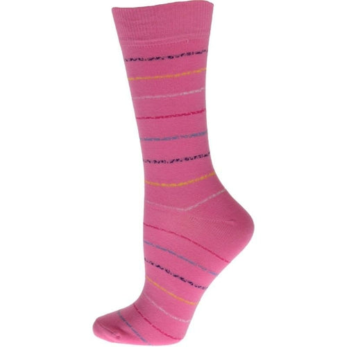 Women's Cotton Blend Vibrant Colorful Striped Crew Socks