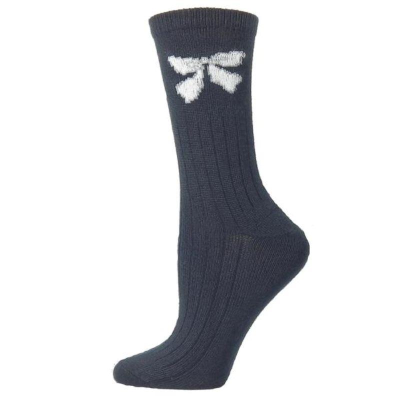 Women's Bow Socks, Hi-Bulk Acrylic Women's Sock, Cute Bow Sock, Crew