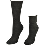 Solid Color Ribbed Crew Turn Cuff Soft Acrylic Socks for Women