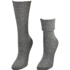 Solid Color Ribbed Crew Turn Cuff Soft Acrylic Socks for Women