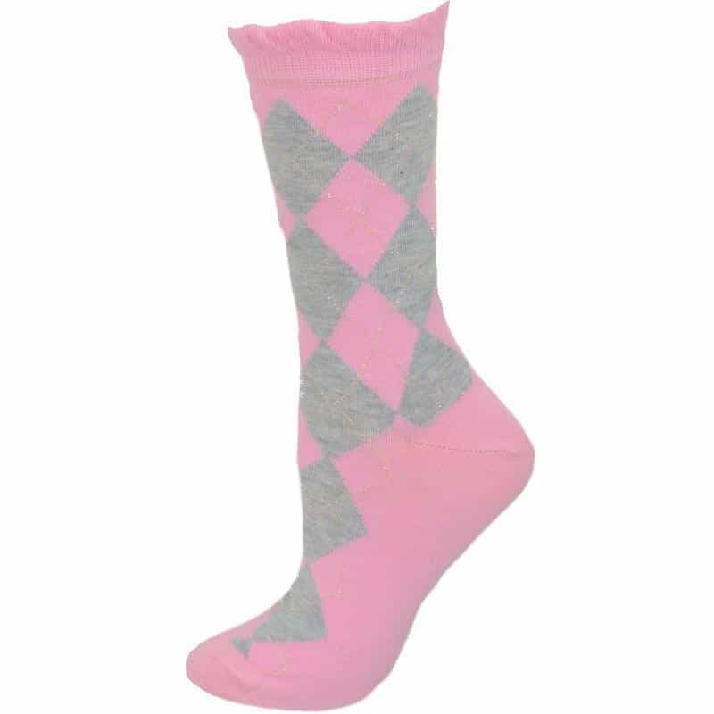 Sparkly Cotton Argyle Crew Socks for Women - 2 -Pair Packs